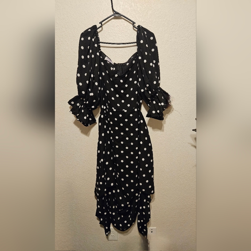 Purple Robe Vintage Black Polka Dot Dress